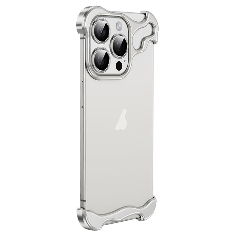 For iPhone 14 Pro Max Frameless Metal Corner Pad Phone Case with Lens Film(White) - iPhone 14 Pro Max Cases by PMC TechLife | Online Shopping South Africa | PMC TechLife