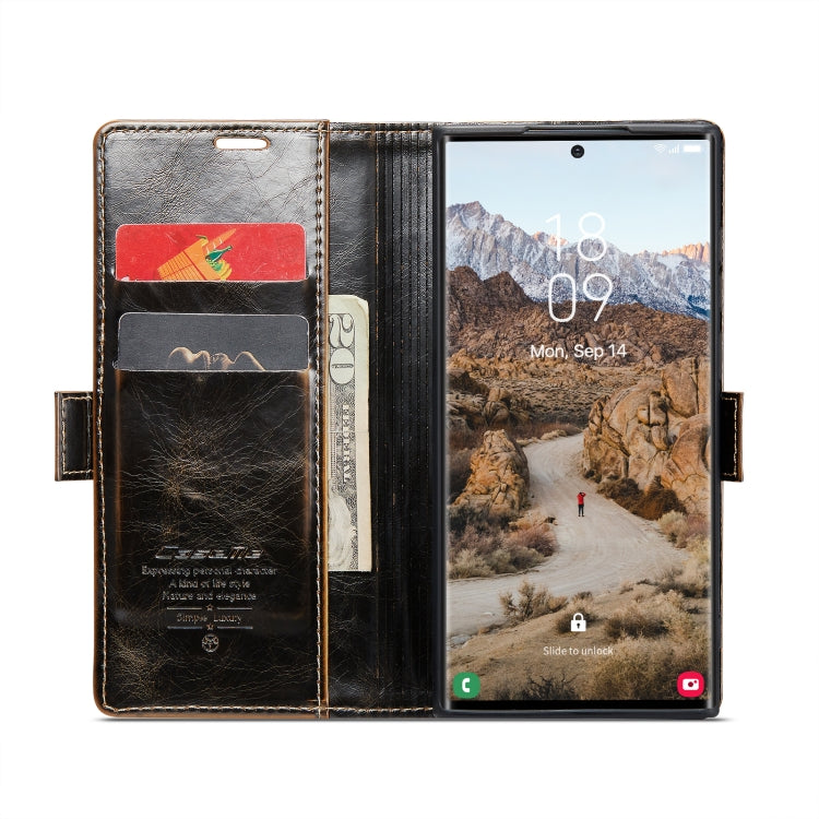 For Samsung Galaxy S24 Ultra 5G CaseMe 003 Crazy Horse Texture Flip Leather Phone Case(Coffee) - Galaxy S24 Ultra 5G Cases by CaseMe | Online Shopping South Africa | PMC Jewellery | Buy Now Pay Later Mobicred