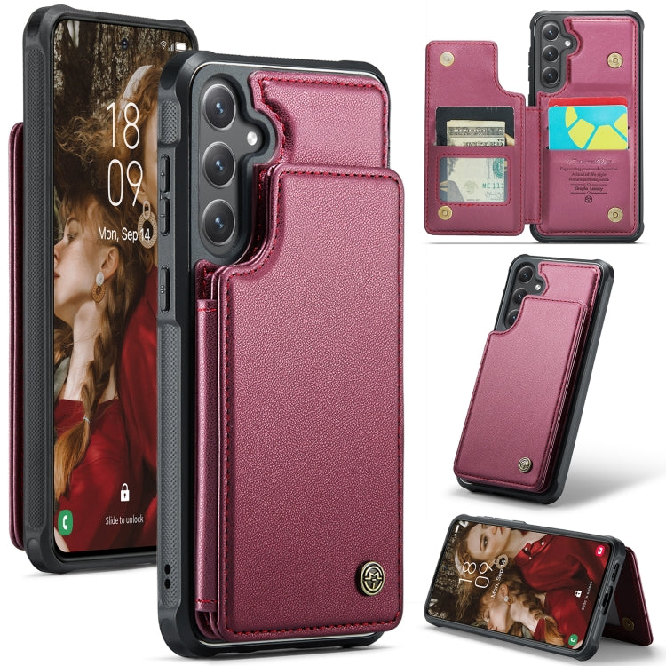 For Samsung Galaxy S24 5G CaseMe C22 PC+TPU Business Style RFID Anti-theft Leather Phone Case(Wine Red) - Galaxy S24 5G Cases by CaseMe | Online Shopping South Africa | PMC Jewellery | Buy Now Pay Later Mobicred