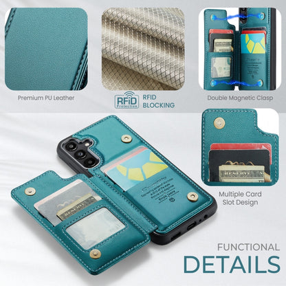 For Samsung Galaxy A25 4G CaseMe C22 PC+TPU Business Style RFID Anti-theft Leather Phone Case(Blue Green) - Galaxy Phone Cases by CaseMe | Online Shopping South Africa | PMC Jewellery | Buy Now Pay Later Mobicred