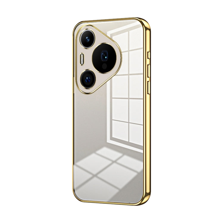 For Huawei Pura 70 Pro Transparent Plating Fine Hole Phone Case(Gold) - Huawei Cases by PMC Jewellery | Online Shopping South Africa | PMC Jewellery | Buy Now Pay Later Mobicred