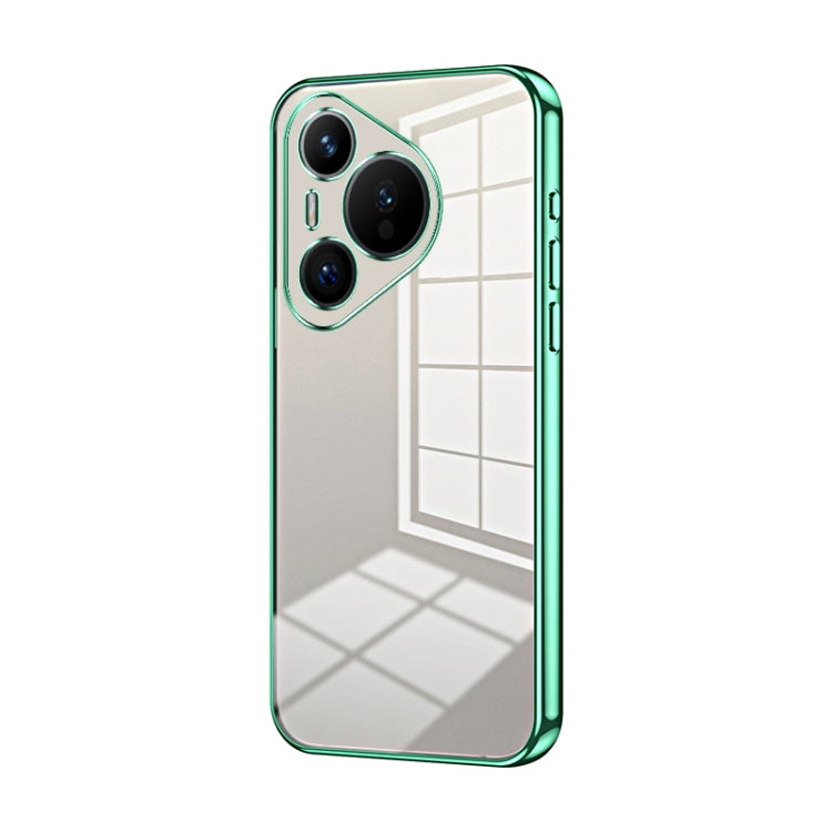 For Huawei Pura 70 Transparent Plating Fine Hole Phone Case(Green) - Huawei Cases by PMC Jewellery | Online Shopping South Africa | PMC Jewellery | Buy Now Pay Later Mobicred