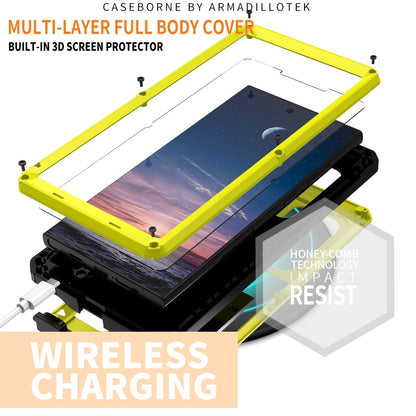 For Samsung Galaxy S24 Ultra 5G R-JUST Sliding Camera Life Waterproof Holder Phone Case(Yellow) - Galaxy S24 Ultra 5G Cases by R-JUST | Online Shopping South Africa | PMC Jewellery