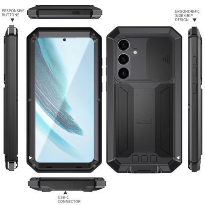 For Samsung Galaxy S24+ 5G R-JUST Sliding Camera Life Waterproof Holder Phone Case(Black) - Galaxy S24+ 5G Cases by R-JUST | Online Shopping South Africa | PMC Jewellery | Buy Now Pay Later Mobicred