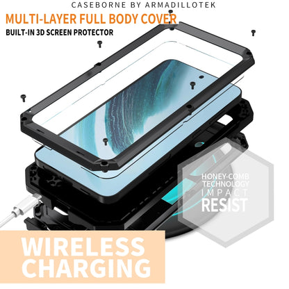 For Samsung Galaxy S24+ 5G R-JUST Sliding Camera Life Waterproof Holder Phone Case(Black) - Galaxy S24+ 5G Cases by R-JUST | Online Shopping South Africa | PMC Jewellery | Buy Now Pay Later Mobicred