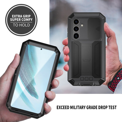 For Samsung Galaxy S24+ 5G R-JUST Sliding Camera Life Waterproof Holder Phone Case(Black) - Galaxy S24+ 5G Cases by R-JUST | Online Shopping South Africa | PMC Jewellery | Buy Now Pay Later Mobicred