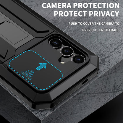 For Samsung Galaxy S24+ 5G R-JUST Sliding Camera Life Waterproof Holder Phone Case(Black) - Galaxy S24+ 5G Cases by R-JUST | Online Shopping South Africa | PMC Jewellery | Buy Now Pay Later Mobicred