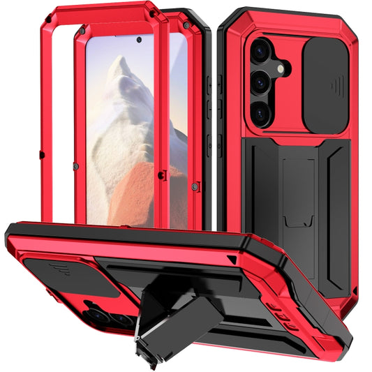 For Samsung Galaxy S24 5G R-JUST Sliding Camera Life Waterproof Holder Phone Case(Red) - Galaxy S24 5G Cases by R-JUST | Online Shopping South Africa | PMC Jewellery | Buy Now Pay Later Mobicred