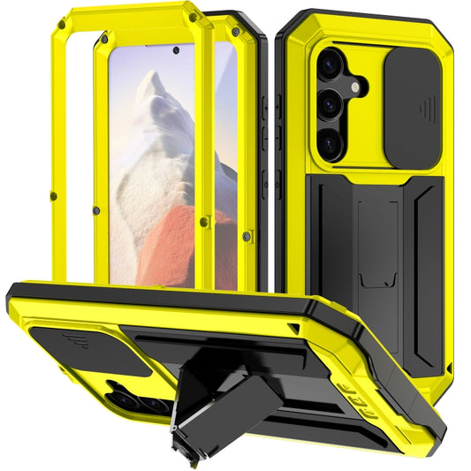 For Samsung Galaxy S24 5G R-JUST Sliding Camera Life Waterproof Holder Phone Case(Yellow) - Galaxy S24 5G Cases by R-JUST | Online Shopping South Africa | PMC Jewellery | Buy Now Pay Later Mobicred