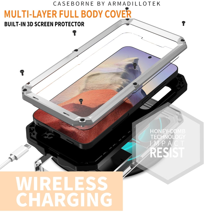 For Samsung Galaxy S24 5G R-JUST Sliding Camera Life Waterproof Holder Phone Case(Silver) - Galaxy S24 5G Cases by R-JUST | Online Shopping South Africa | PMC Jewellery