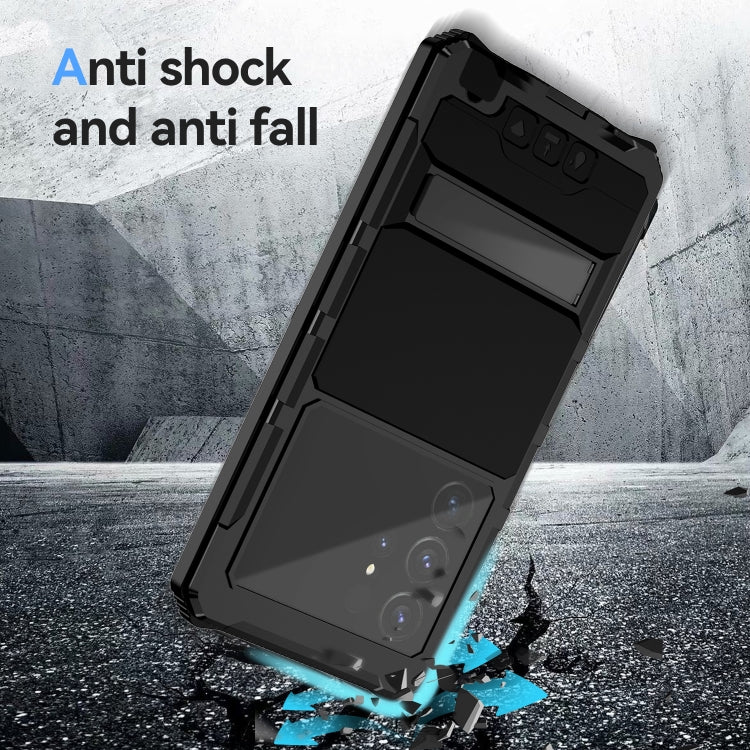 For Samsung Galaxy S24 Ultra 5G R-JUST Life Waterproof Dustproof Shockproof Holder Phone Case(Black) - Galaxy S24 Ultra 5G Cases by R-JUST | Online Shopping South Africa | PMC Jewellery | Buy Now Pay Later Mobicred