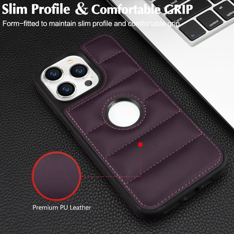 For iPhone 15 Pro Max Piano Key Hollow Cutout PU Phone Case(Dark Purple) - iPhone 15 Pro Max Cases by PMC Jewellery | Online Shopping South Africa | PMC Jewellery | Buy Now Pay Later Mobicred