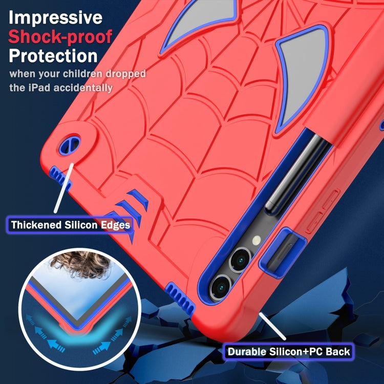 For Samsung Galaxy Tab S9 FE+ / S9+ Fold-Holder Spider Silicone Hybrid PC Tablet Case(Red Blue) - Galaxy Tab S9+ Cases by PMC Jewellery | Online Shopping South Africa | PMC Jewellery | Buy Now Pay Later Mobicred