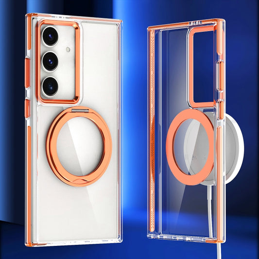 For Samsung Galaxy S24 5G Magnetic 360 Degree Rotating Holder Phone Case(Orange) - Galaxy S24 5G Cases by PMC Jewellery | Online Shopping South Africa | PMC Jewellery | Buy Now Pay Later Mobicred