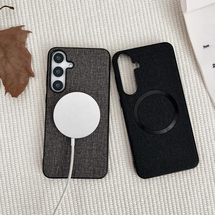 For Samsung Galaxy S25 5G Magsafe Magnetic Ring Cloth Texture Phone Case(Blue) - Galaxy S25 5G Cases by PMC TechLife | Online Shopping South Africa | PMC TechLife | Buy Now Pay Later Mobicred