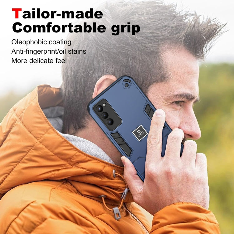 For Tecno Camon 18P 2 in 1 Shockproof Phone Case(Blue) - Tecno Cases by PMC TechLife | Online Shopping South Africa | PMC TechLife | Buy Now Pay Later Mobicred