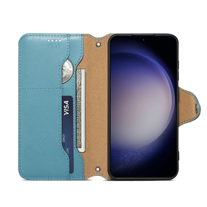 For Samsung Galaxy S24 5G Denior Cowhide Texture Wallet Style Leather Phone Case(Blue) - Galaxy S24 5G Cases by Denior | Online Shopping South Africa | PMC Jewellery | Buy Now Pay Later Mobicred