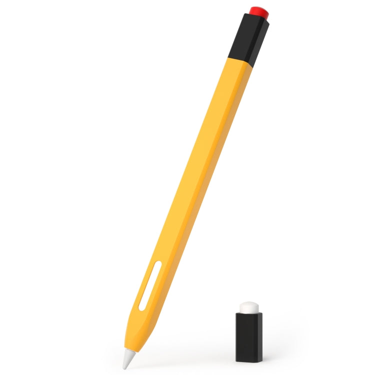 For Apple Pencil 2 Retro Pencil Style Stylus Pen Protective Case(Yellow) - Pencil Accessories by PMC Jewellery | Online Shopping South Africa | PMC Jewellery | Buy Now Pay Later Mobicred