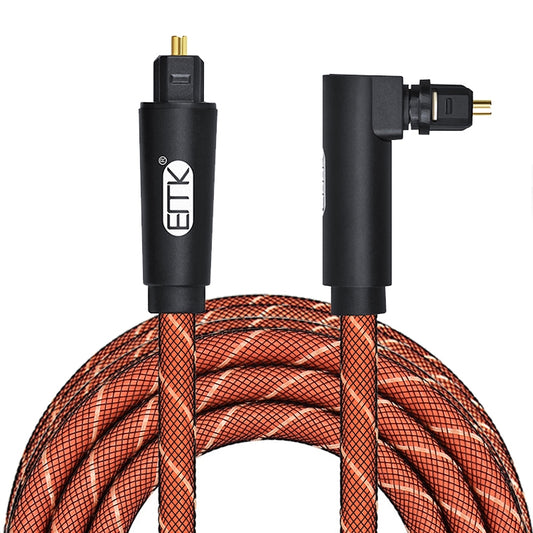 EMK 90 Degree Swivel Adjustable Right Angled 360 Degrees Rotatable Plug Nylon Woven Mesh Optical Audio Cable, Cable Length:2m(Orange) - Audio Optical Cables by EMK | Online Shopping South Africa | PMC Jewellery | Buy Now Pay Later Mobicred