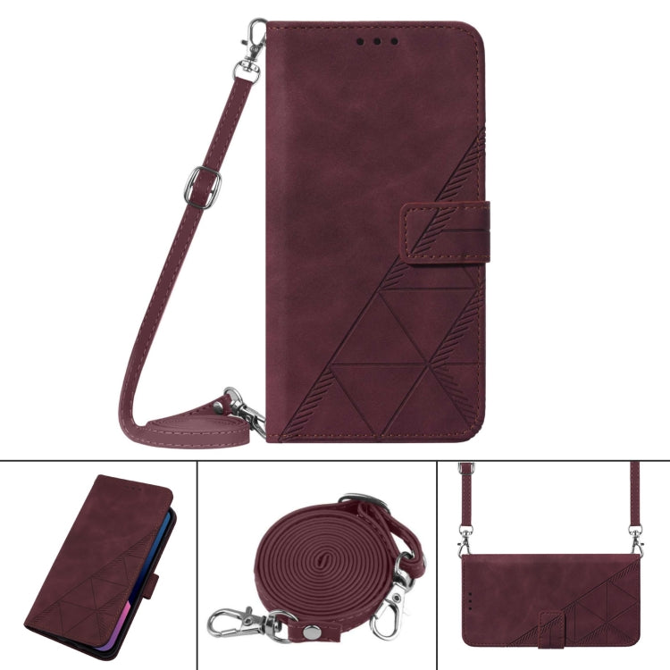 For Motorola Moto G Play 4G 2024 Crossbody 3D Embossed Flip Leather Phone Case(Wine Red) - Motorola Cases by PMC Jewellery | Online Shopping South Africa | PMC Jewellery | Buy Now Pay Later Mobicred