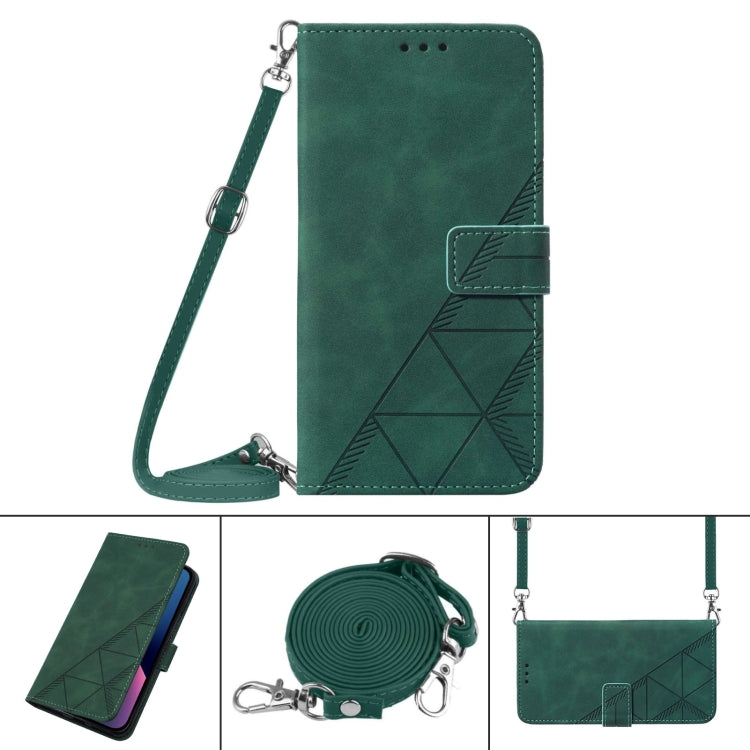 For Motorola Moto G Power 5G 2024 Crossbody 3D Embossed Flip Leather Phone Case(Dark Green) - Motorola Cases by PMC Jewellery | Online Shopping South Africa | PMC Jewellery | Buy Now Pay Later Mobicred