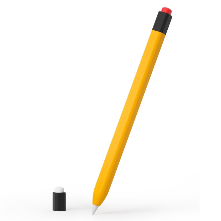 For Apple Pencil 1 Retro Pencil Style Liquid Silicone Stylus Case(Yellow) - Pencil Accessories by PMC Jewellery | Online Shopping South Africa | PMC Jewellery | Buy Now Pay Later Mobicred