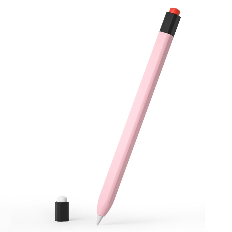 For Apple Pencil 1 Retro Pencil Style Liquid Silicone Stylus Case(Pink) - Pencil Accessories by PMC Jewellery | Online Shopping South Africa | PMC Jewellery | Buy Now Pay Later Mobicred