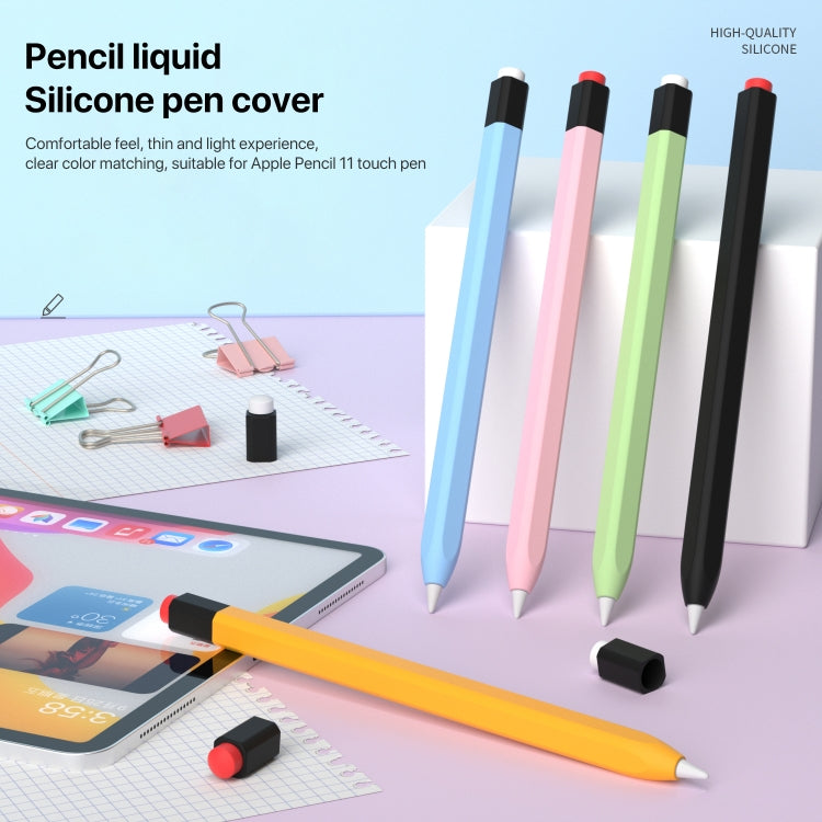 For Apple Pencil 1 Retro Pencil Style Liquid Silicone Stylus Case(Blue) - Pencil Accessories by PMC Jewellery | Online Shopping South Africa | PMC Jewellery