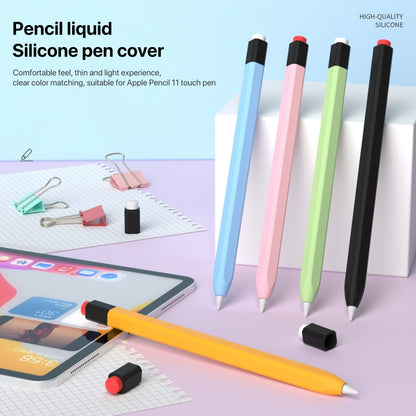 For Apple Pencil 1 Retro Pencil Style Liquid Silicone Stylus Case(Pink) - Pencil Accessories by PMC Jewellery | Online Shopping South Africa | PMC Jewellery | Buy Now Pay Later Mobicred