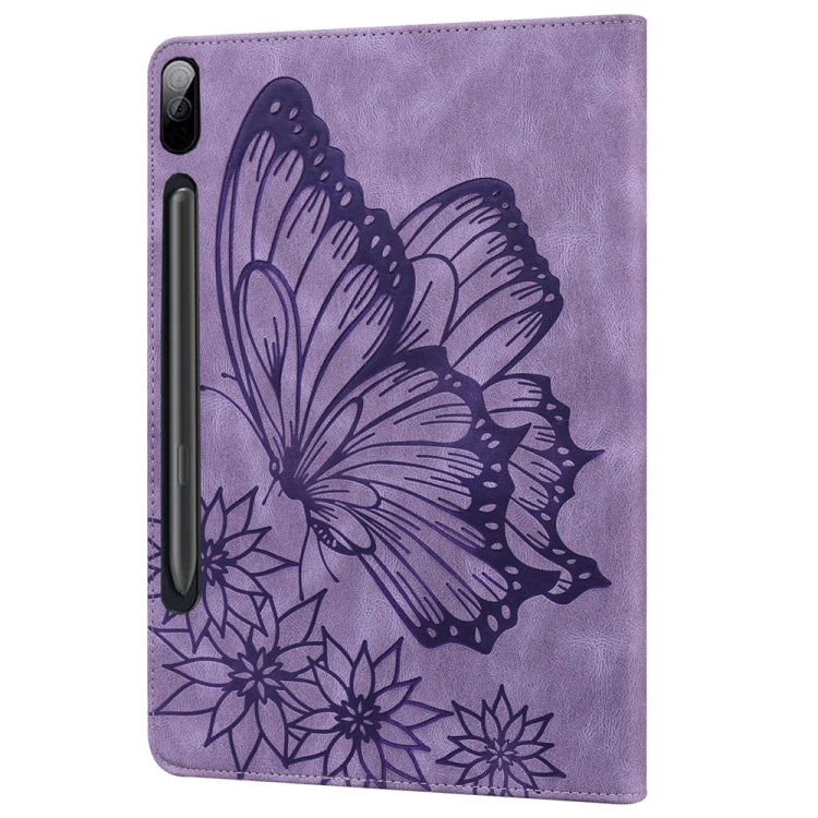 For Samsung Galaxy Tab S9 FE+ / S9+ / S8+ Big Butterfly Embossed Leather Tablet Case(Purple) - Galaxy Tab S9+ Cases by PMC Jewellery | Online Shopping South Africa | PMC Jewellery | Buy Now Pay Later Mobicred