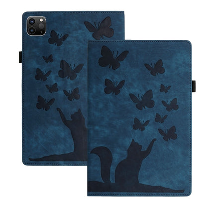 For iPad Pro 12.9 2022 / Air 13 2024 Butterfly Cat Embossing Leather Tablet Case(Dark Blue) - iPad Pro 12.9 (2022/2021) Cases by PMC Jewellery | Online Shopping South Africa | PMC Jewellery | Buy Now Pay Later Mobicred