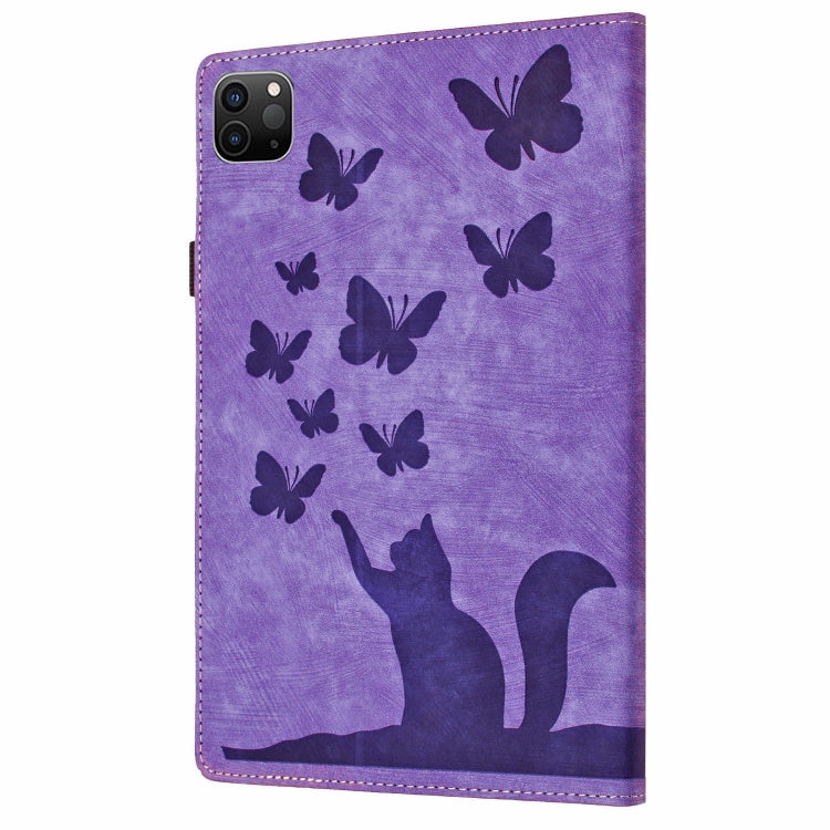 For iPad Pro 13 2024 Butterfly Cat Embossing Leather Tablet Case(Purple) - iPad Pro 13 2024 Cases by PMC Jewellery | Online Shopping South Africa | PMC Jewellery | Buy Now Pay Later Mobicred