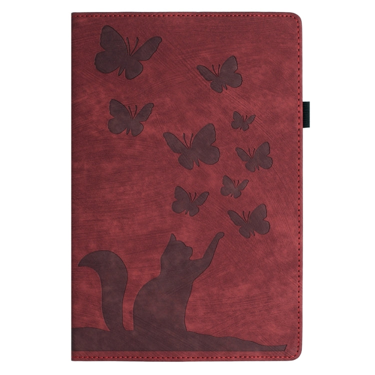 For Lenovo Tab P12 / Xiaoxin Pad Pro 12.7 Butterfly Cat Embossing Leather Tablet Case(Red) - Lenovo by PMC TechLife | Online Shopping South Africa | PMC TechLife | Buy Now Pay Later Mobicred