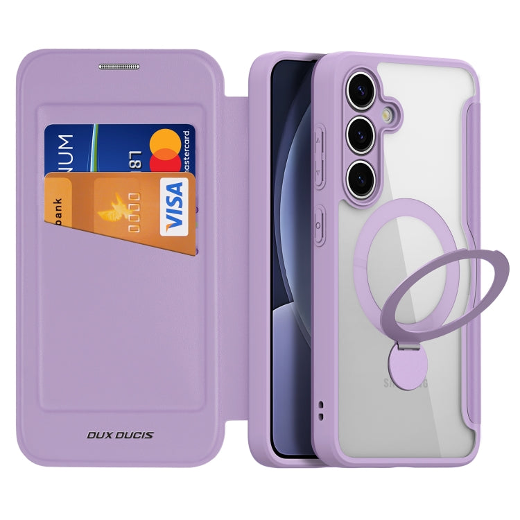 For Samsung Galaxy S25 5G DUX DUCIS Skin X Pro Series Magsafe Ring Holder Leather Phone Case(Purple) - Galaxy S25 5G Cases by DUX DUCIS | Online Shopping South Africa | PMC Jewellery | Buy Now Pay Later Mobicred