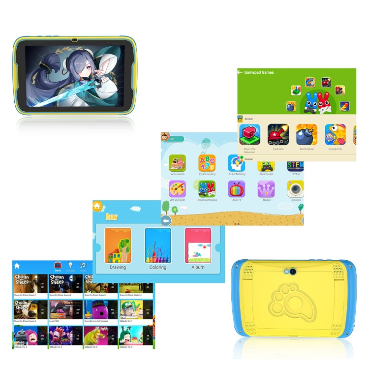 Pritom MQ818 WiFi Kid Tablet 8 inch,  4GB+64GB, Android 13 Allwinner A523 Octa Core CPU Support Parental Control Google Play(Yellow) -  by PRITOM | Online Shopping South Africa | PMC Jewellery | Buy Now Pay Later Mobicred