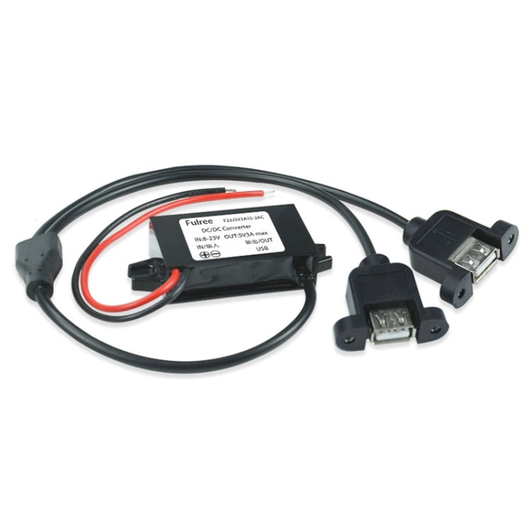 12V to 5V 3A Car Power Converter DC Module Voltage Regulator, Style:Dual USB with Ears - Car Modification by PMC Jewellery | Online Shopping South Africa | PMC Jewellery | Buy Now Pay Later Mobicred