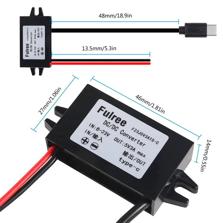 12V to 5V 3A Car Power Converter DC Module Voltage Regulator, Style:Dual USB with Ears - Car Modification by PMC Jewellery | Online Shopping South Africa | PMC Jewellery | Buy Now Pay Later Mobicred