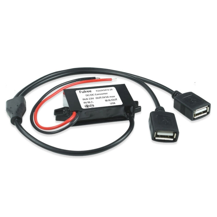 12V to 5V 3A Car Power Converter DC Module Voltage Regulator, Style:2 in 1 Dual USB Female - Car Modification by PMC Jewellery | Online Shopping South Africa | PMC Jewellery | Buy Now Pay Later Mobicred