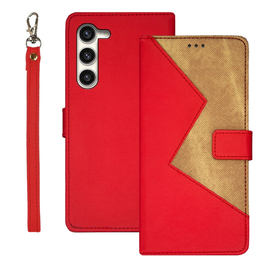 For Samsung Galaxy S24 5G idewei Two-color Splicing Leather Phone Case(Red) - Galaxy S24 5G Cases by idewei | Online Shopping South Africa | PMC Jewellery | Buy Now Pay Later Mobicred