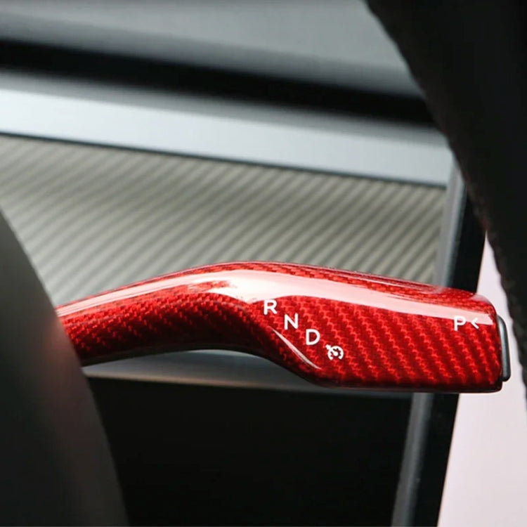 For Tesla Model 3 / Y Car Turn Signal Lever Carbon Fiber Pattern Protective Cover(Bright Red) - Car Interior Mouldings by PMC Jewellery | Online Shopping South Africa | PMC Jewellery | Buy Now Pay Later Mobicred