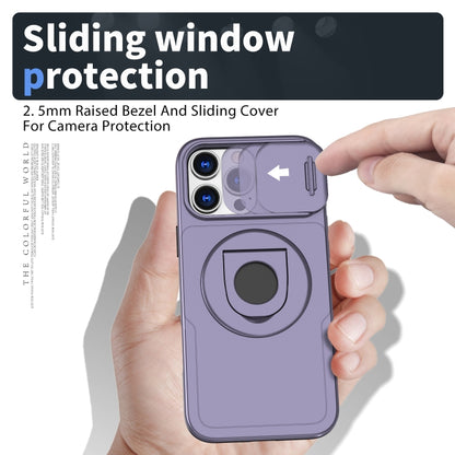 For iPhone 16 Pro Camshield MagSafe Ring Holder Armor Phone Case(Purple) - iPhone 16 Pro Cases by PMC Jewellery | Online Shopping South Africa | PMC Jewellery | Buy Now Pay Later Mobicred