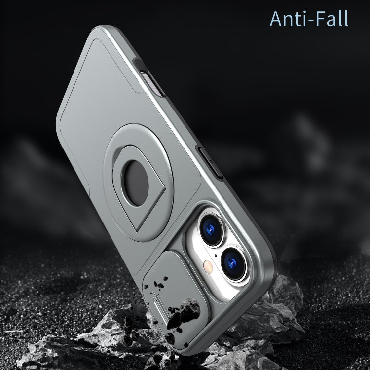 For iPhone 16 Plus Camshield MagSafe Ring Holder Armor Phone Case(Titanium Grey) - iPhone 16 Plus Cases by PMC TechLife | Online Shopping South Africa | PMC TechLife | Buy Now Pay Later Mobicred