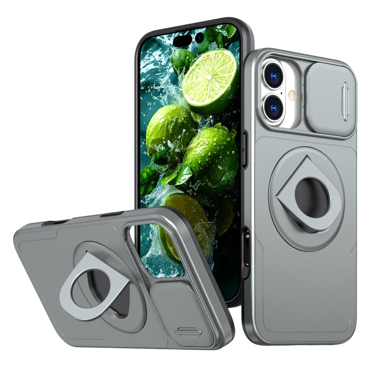 For iPhone 16 Camshield MagSafe Ring Holder Armor Phone Case(Titanium Grey) - iPhone 16 Cases by PMC TechLife | Online Shopping South Africa | PMC TechLife | Buy Now Pay Later Mobicred