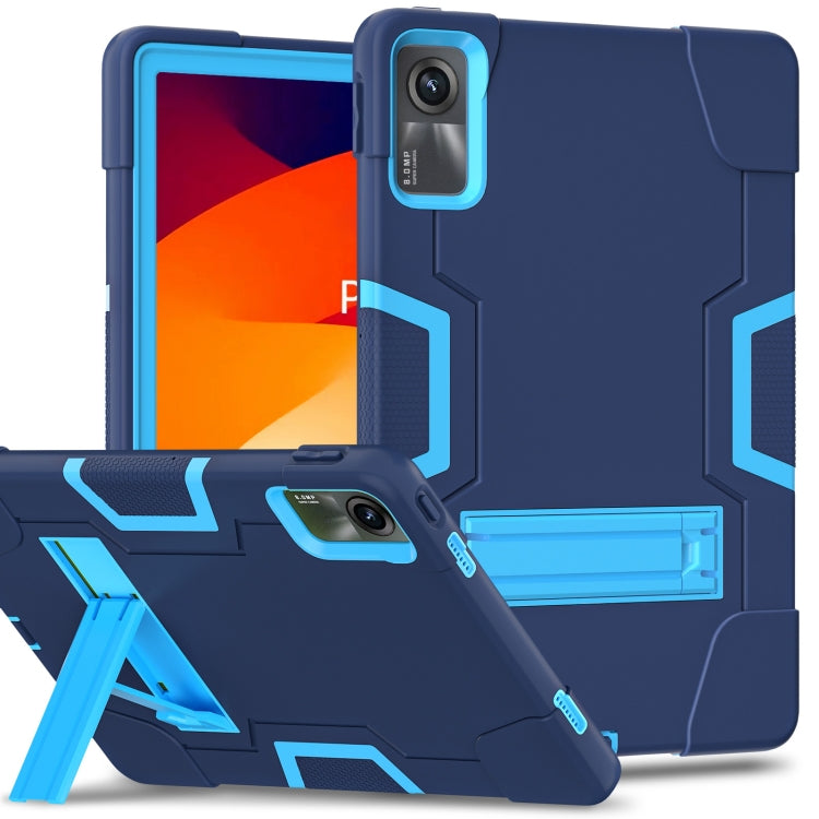 For Xiaomi Redmi Pad SE 11 2023 Contrast Color Silicone Hybrid PC Tablet Case with Holder(Navy Blue Blue) - More Tablet Cases by PMC Jewellery | Online Shopping South Africa | PMC Jewellery | Buy Now Pay Later Mobicred