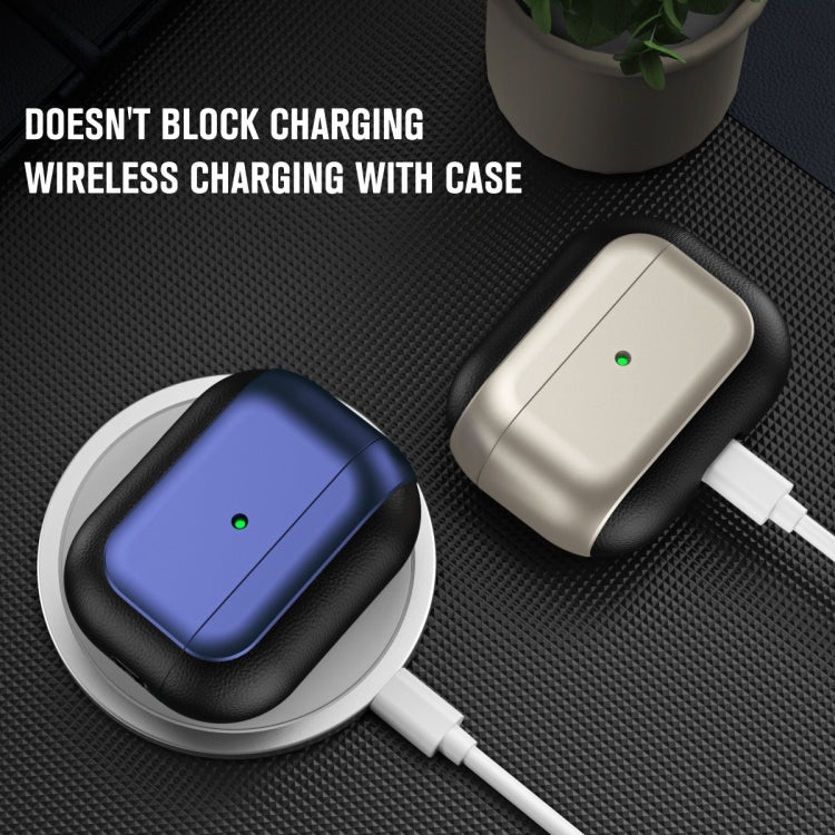 For AirPods 3 Electroplated Leather Texture Wireless Earphones Protective Case(Rose Pink) - For AirPods 3 by PMC Jewellery | Online Shopping South Africa | PMC Jewellery | Buy Now Pay Later Mobicred