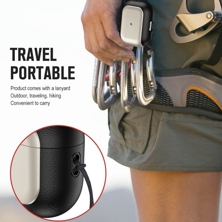 For AirPods Pro 2 Electroplated Leather Texture Wireless Earphones Protective Case(Silver) - For AirPods Pro 2 by PMC Jewellery | Online Shopping South Africa | PMC Jewellery | Buy Now Pay Later Mobicred