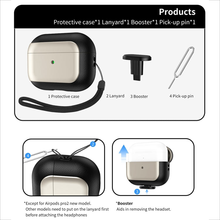 For AirPods 3 Electroplated Leather Texture Wireless Earphones Protective Case(Grey) - free shipping - PMC Jewellery - Order now!