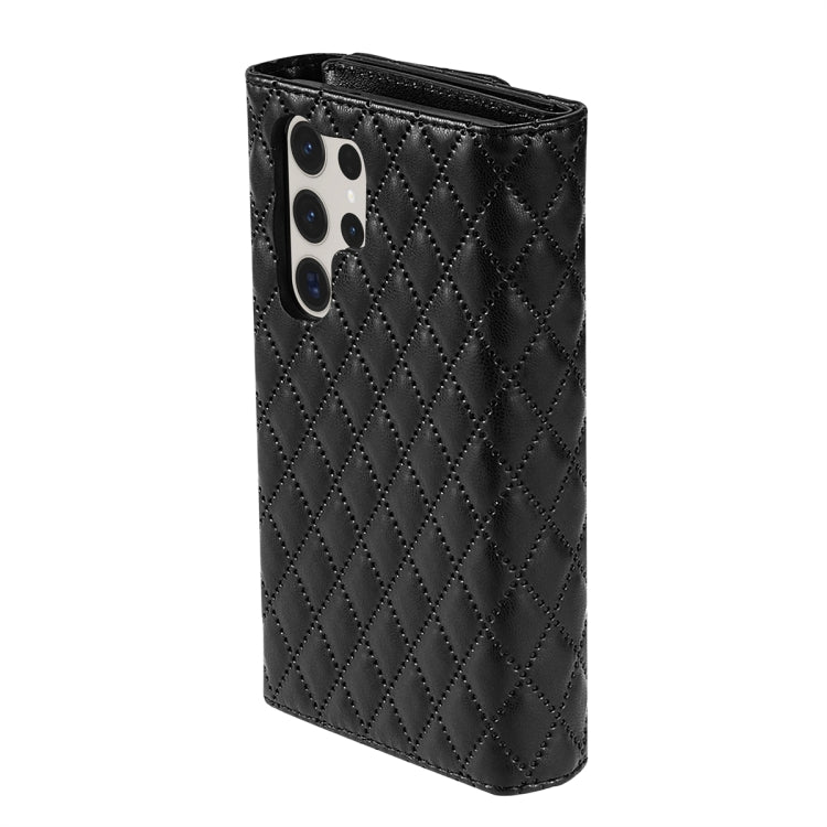 For Samsung Galaxy S24 Ultra 5G Zipper Multi-Card Wallet Rhombic Leather Phone Case(Black) - Galaxy S24 Ultra 5G Cases by PMC Jewellery | Online Shopping South Africa | PMC Jewellery | Buy Now Pay Later Mobicred