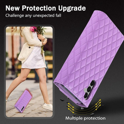 For Samsung Galaxy S24 5G Zipper Multi-Card Wallet Rhombic Leather Phone Case(Purple) - Galaxy S24 5G Cases by PMC Jewellery | Online Shopping South Africa | PMC Jewellery | Buy Now Pay Later Mobicred