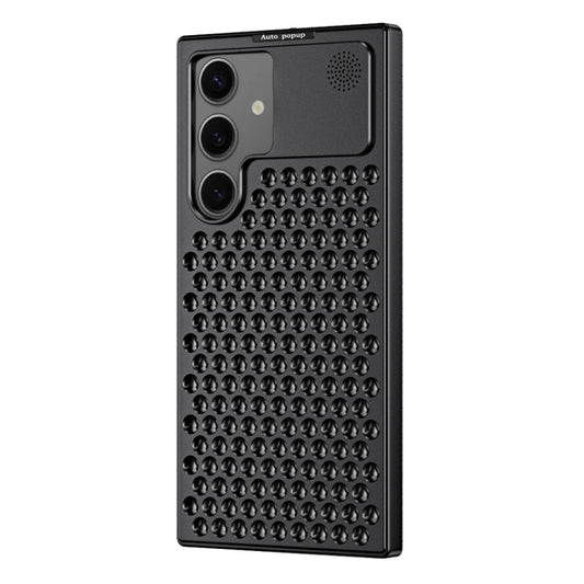 For Samsung Galaxy S24 5G R-JUST RJ58 Aromatherapy Metal Cooling Phone Case(Black) - Galaxy S24 5G Cases by R-JUST | Online Shopping South Africa | PMC Jewellery | Buy Now Pay Later Mobicred